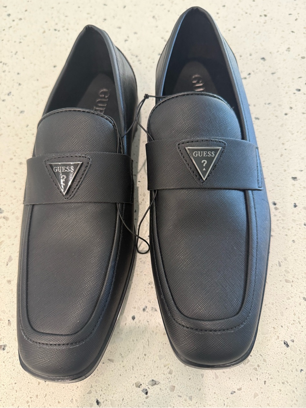 New GUESS Men's Black Textured Slip-On Loafers